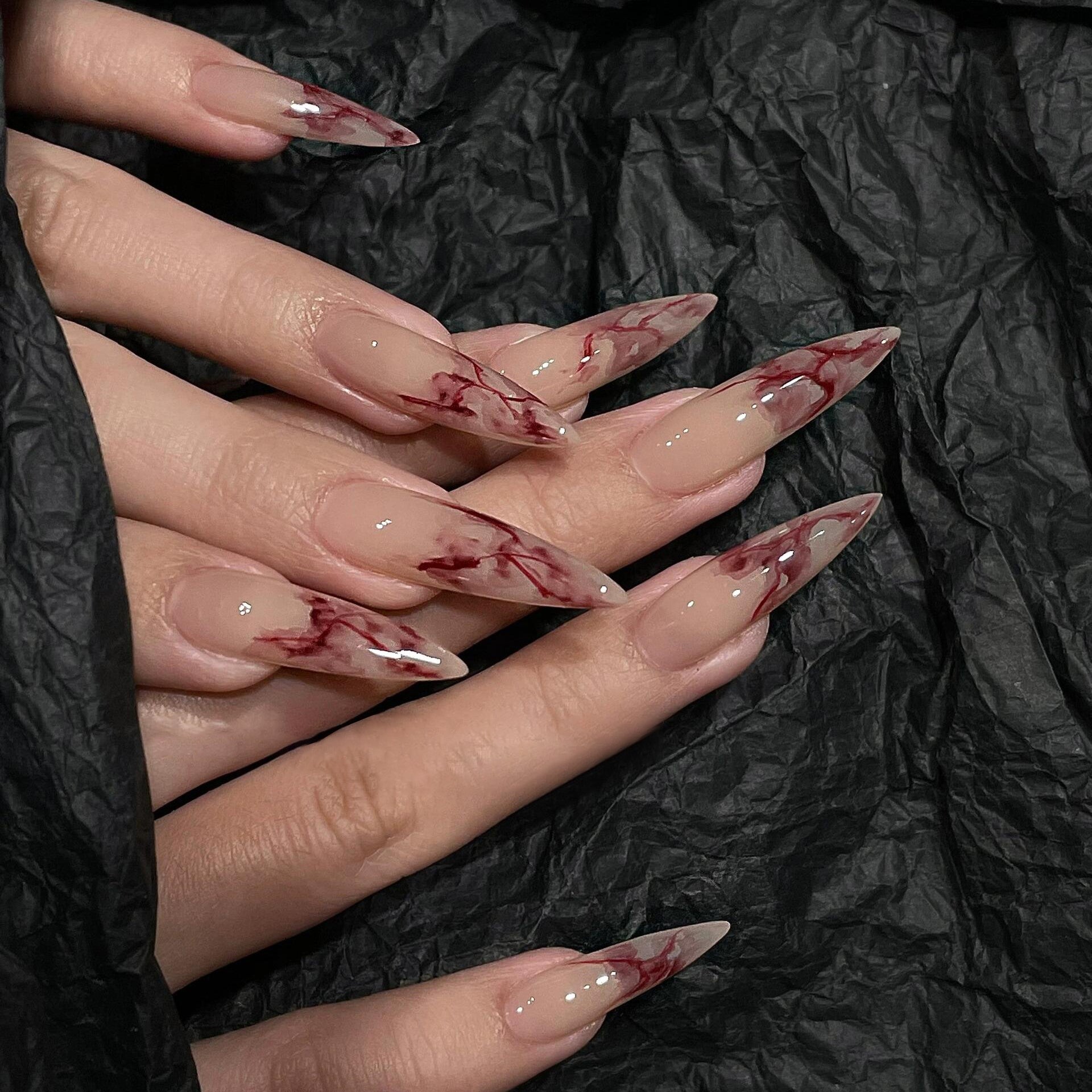 Siva Nail, Blood Moon Mystique, Red Shading Press on Nails