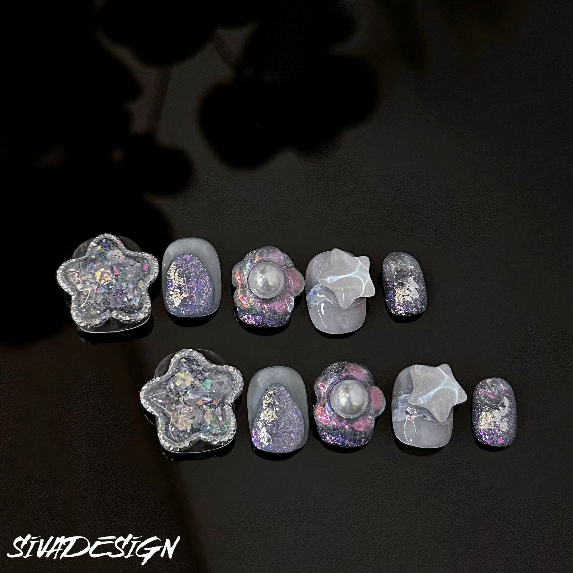 Siva Nail, Cosmic Bloom, Celestial Style Handmade Press on Nails