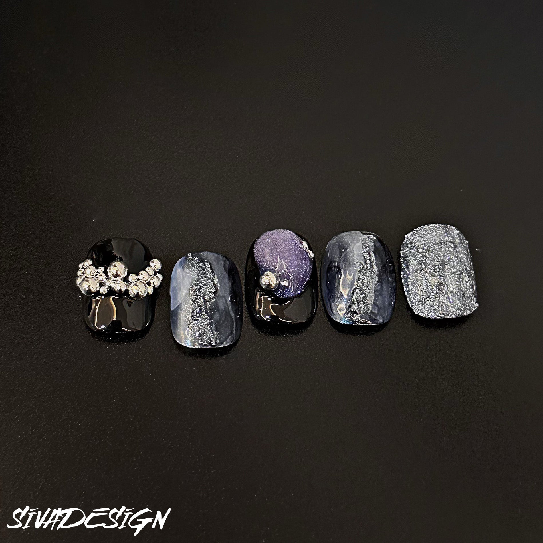 Siva Nail, Cosmic Night, Celestial Style Handmade Press on Nails