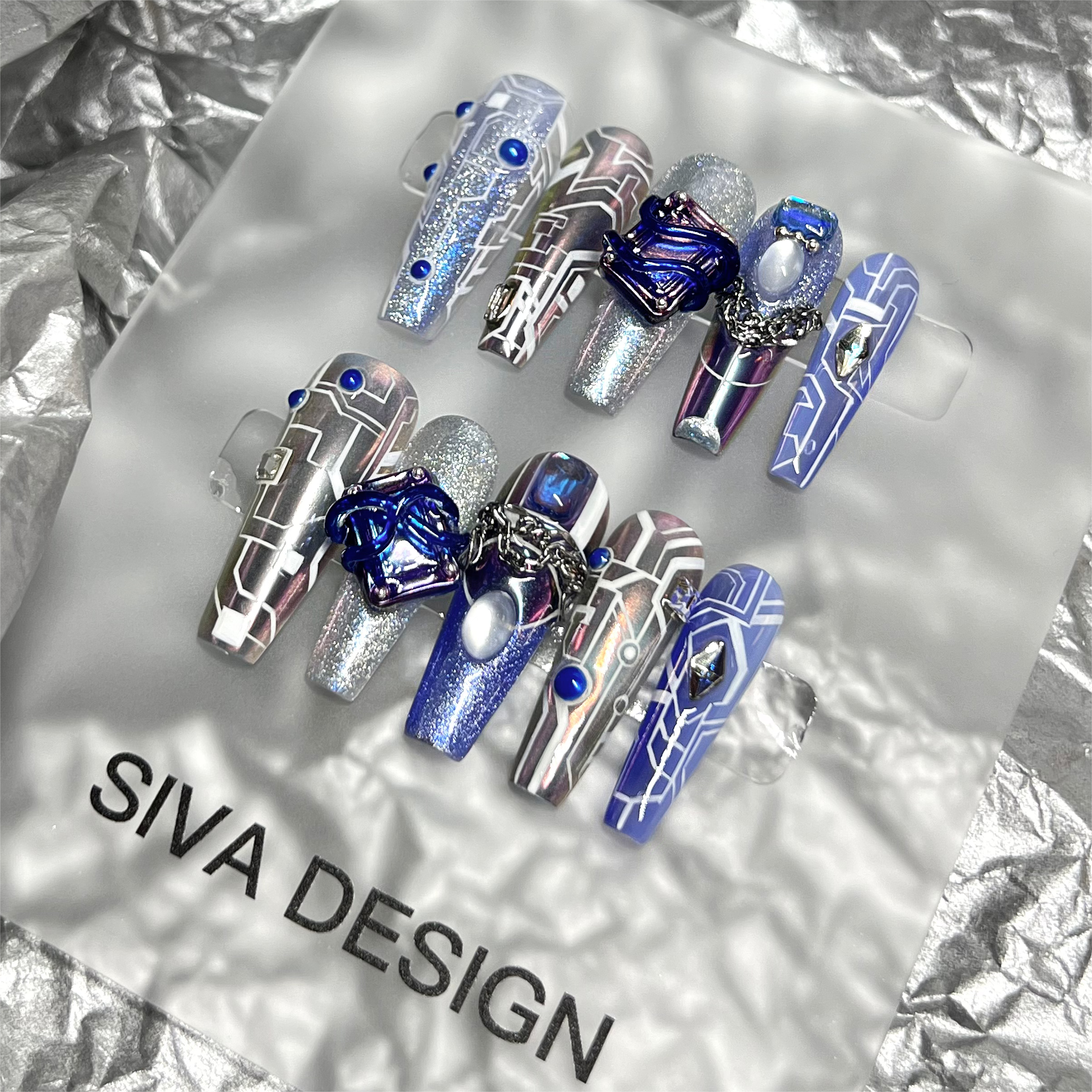 Siva Nail, Cyber Balance, Futuristic Style Acrylic Press on Nails