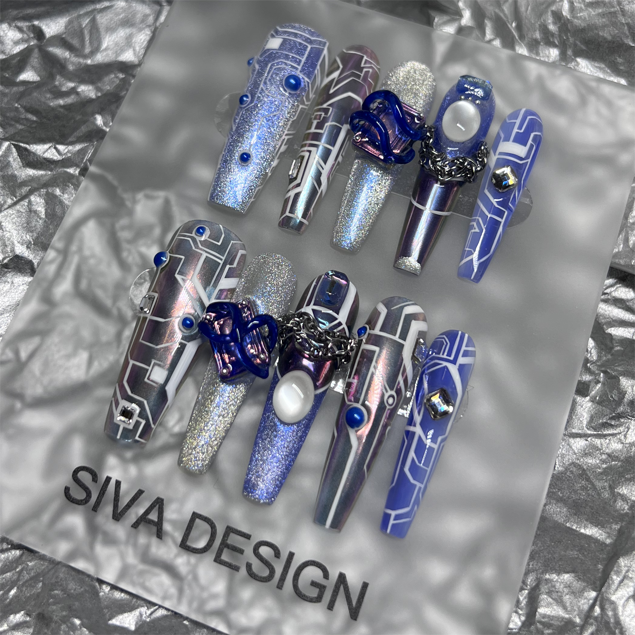 Siva Nail, Cyber Balance, Futuristic Style Acrylic Press on Nails