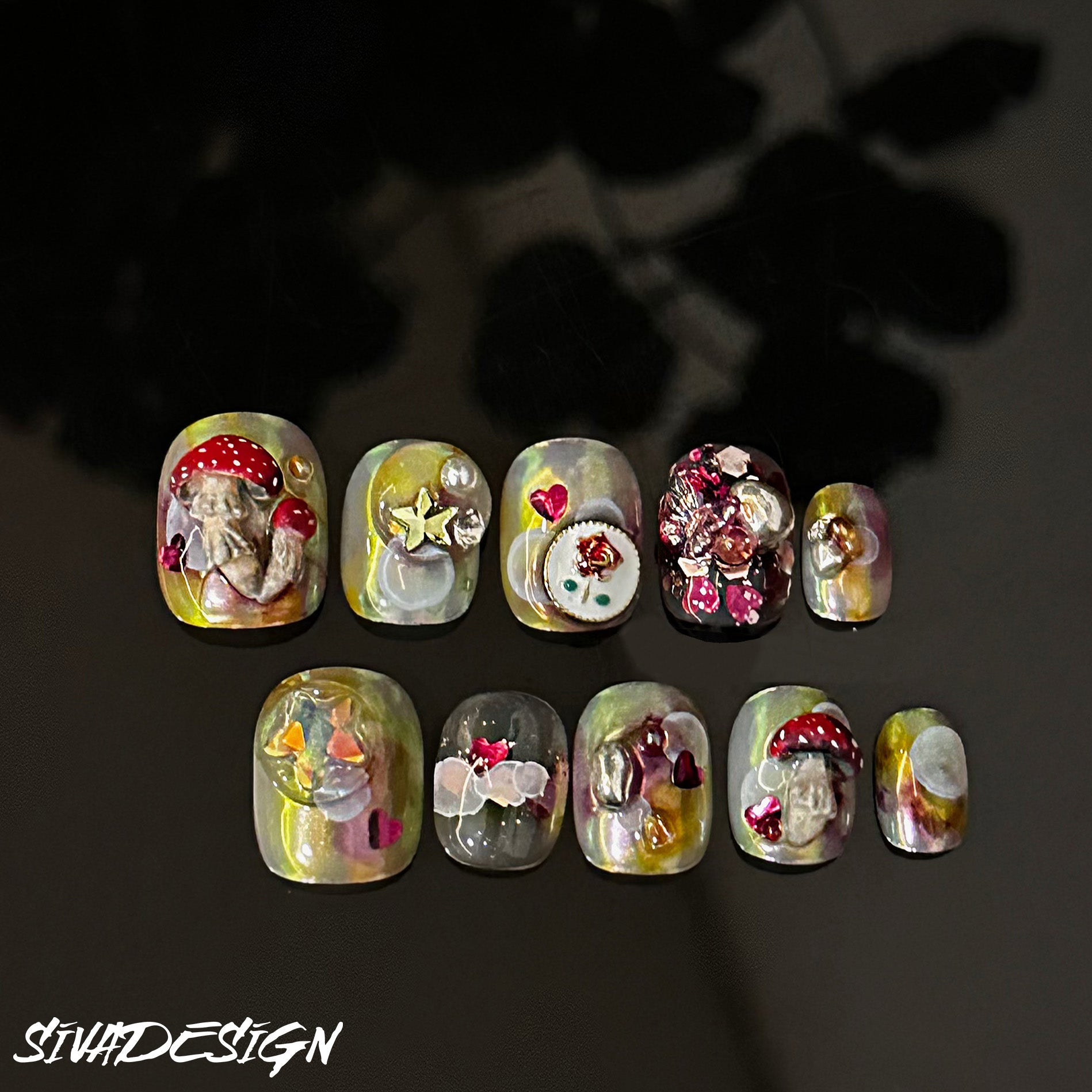 Siva Nail, Fantasy Land, Whimsical Handmade Press on Nails