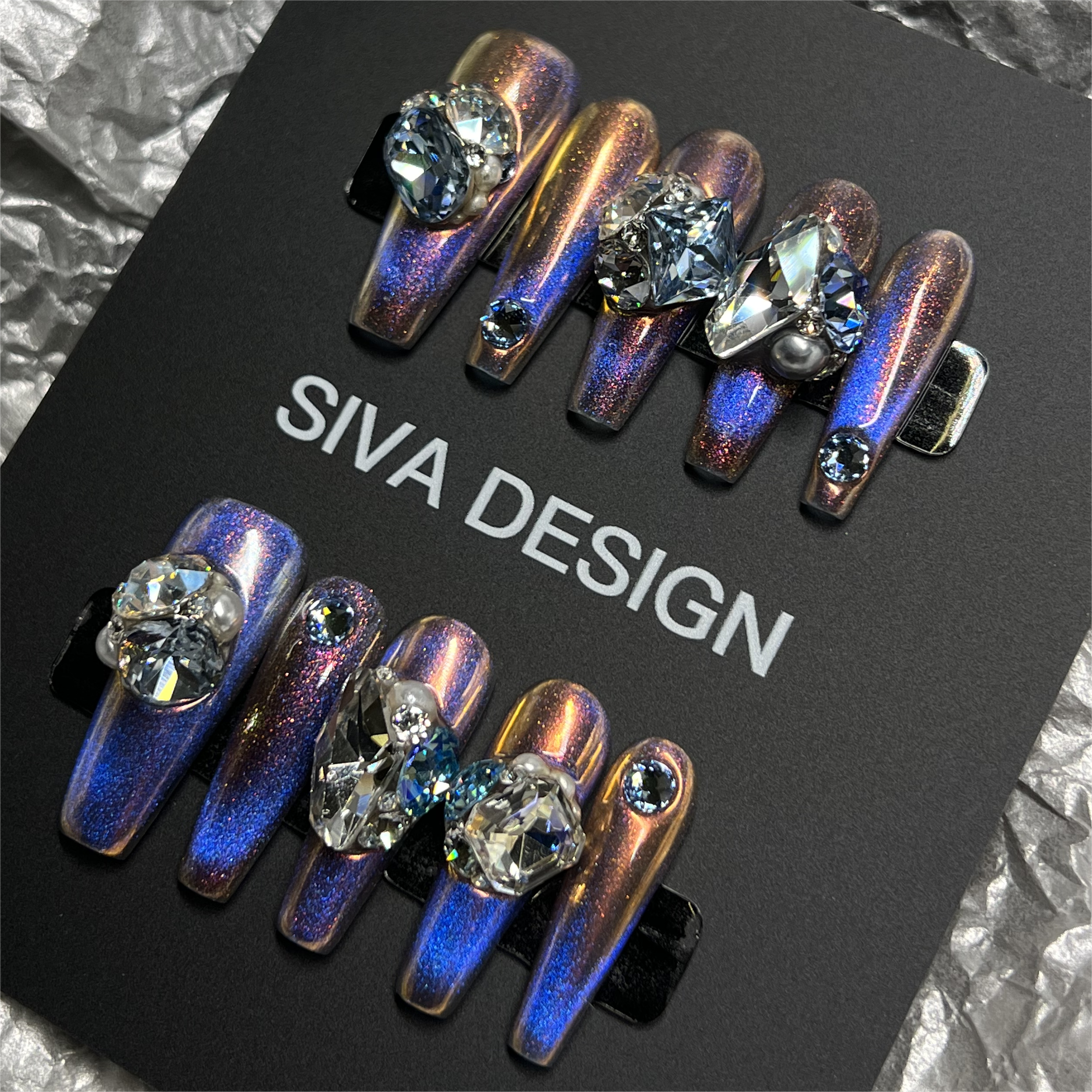 Siva Nail, Galaxy, Holographic Handmade Press on Nails