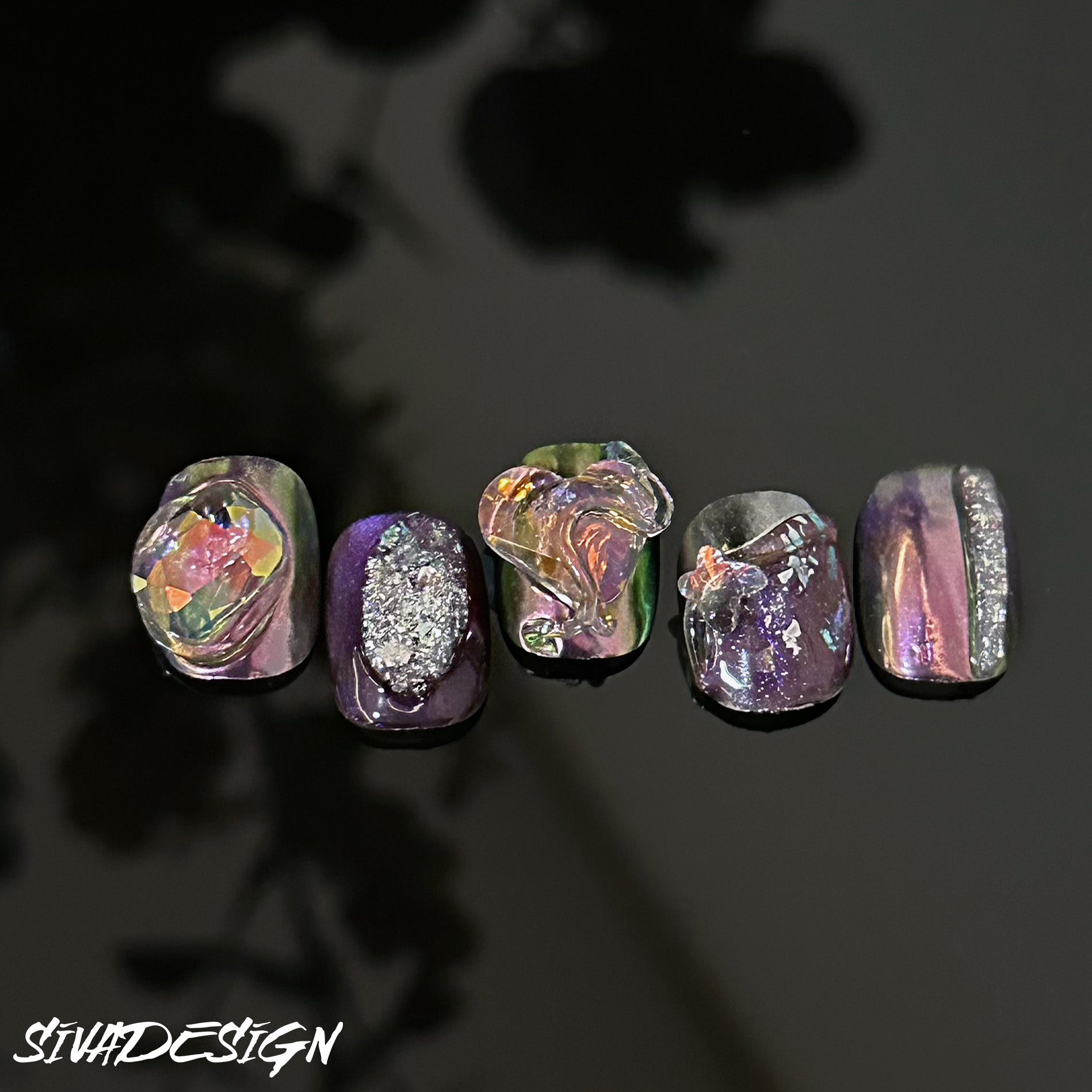 Siva Nail, Last Dance, Iridescent Handmade Press on Nails