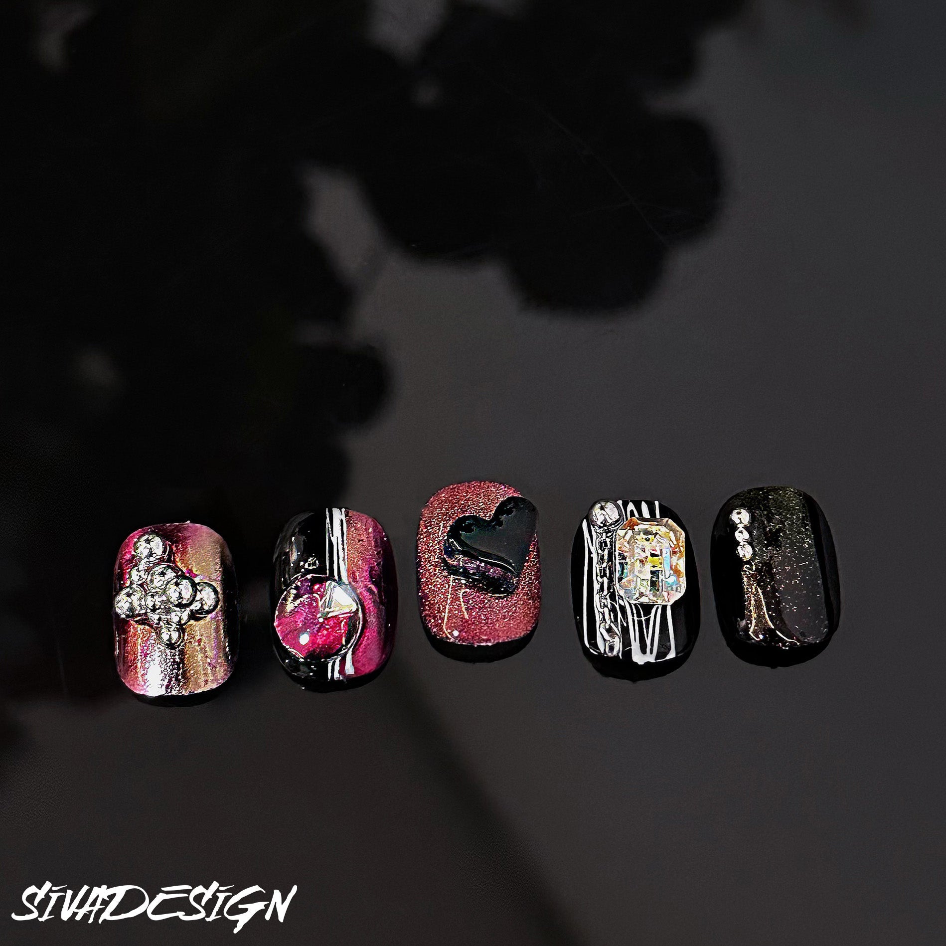 Siva Nail, Midnight Serenade, Luxury Handmade Press on Nails