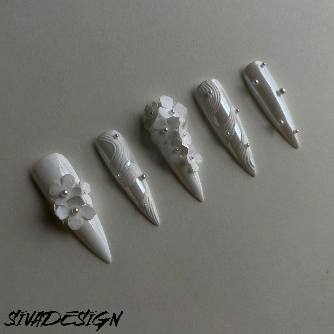 Siva Nail, Mystic Shore, 3D Floral Style Handmade Press on Nails