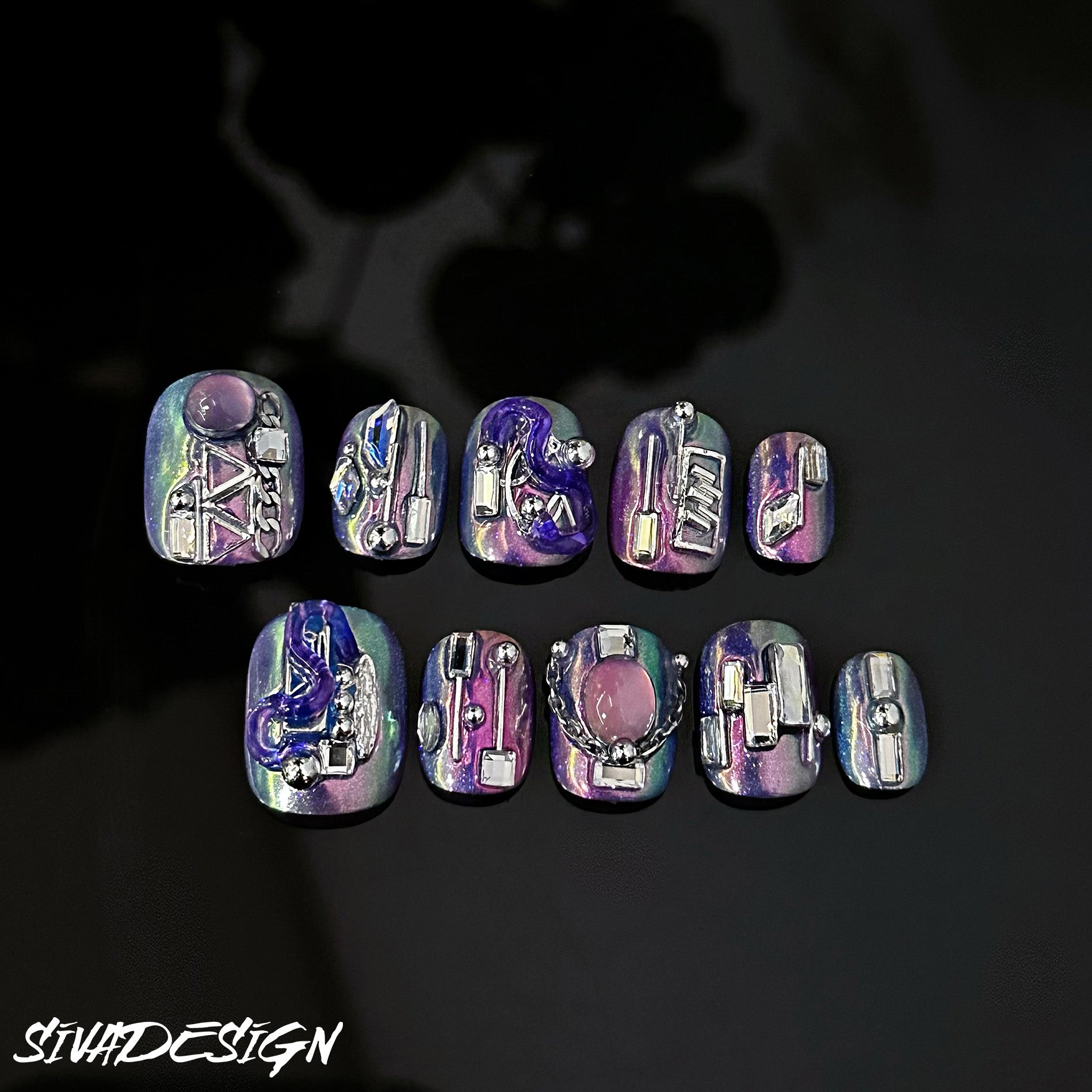 Siva Nail, Nebula Notes, Galaxy Handmade Press on Nails