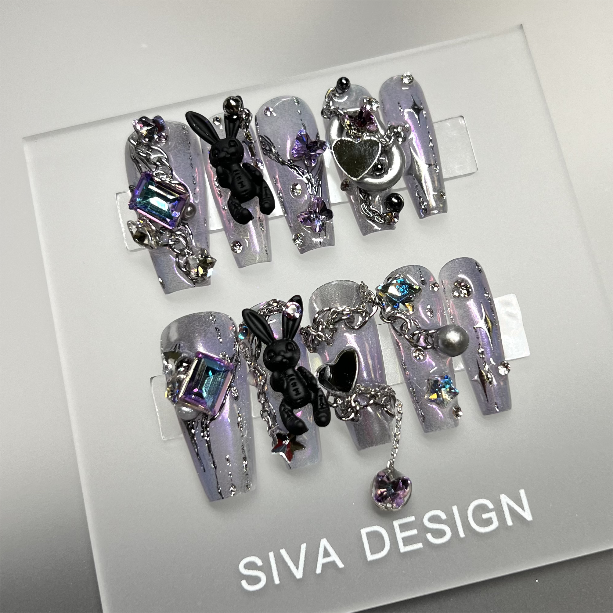 Siva Nail, Rabbit (Purple), Y2K Style Press on Nails