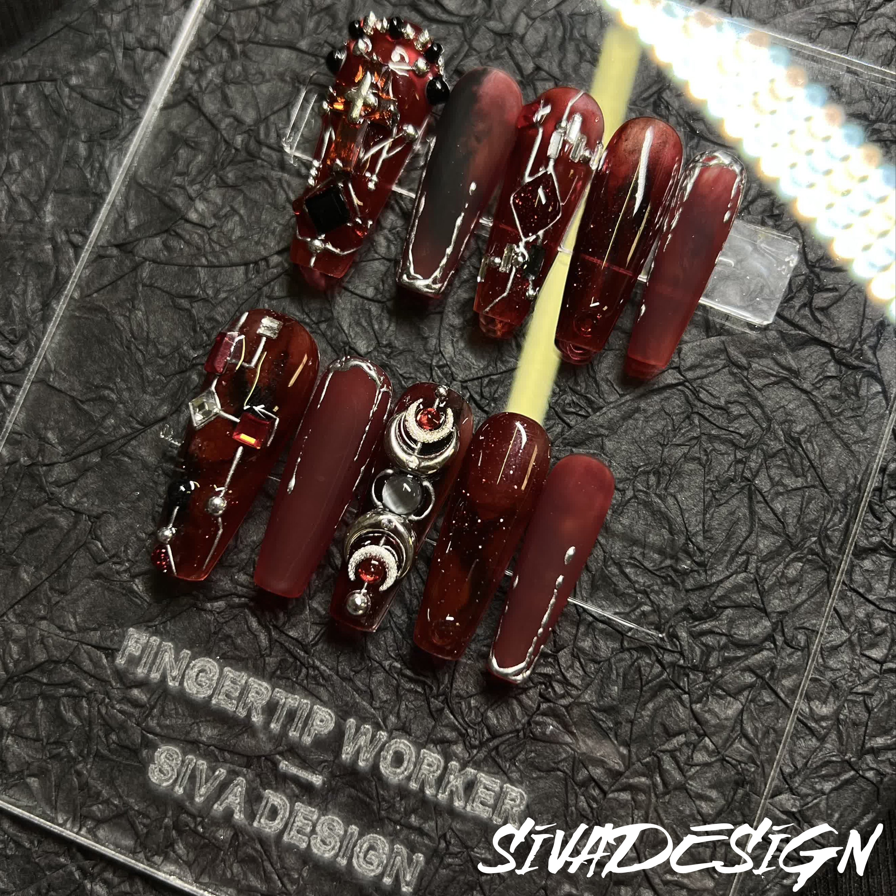 Siva Nail, Red Regalia, Cyber Style Press on Nails