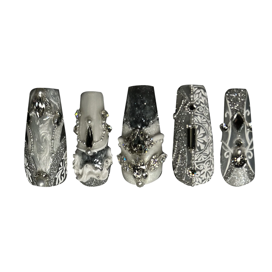 Siva Nail, Baroque Elegance, Ornate Handmade Press on Nails