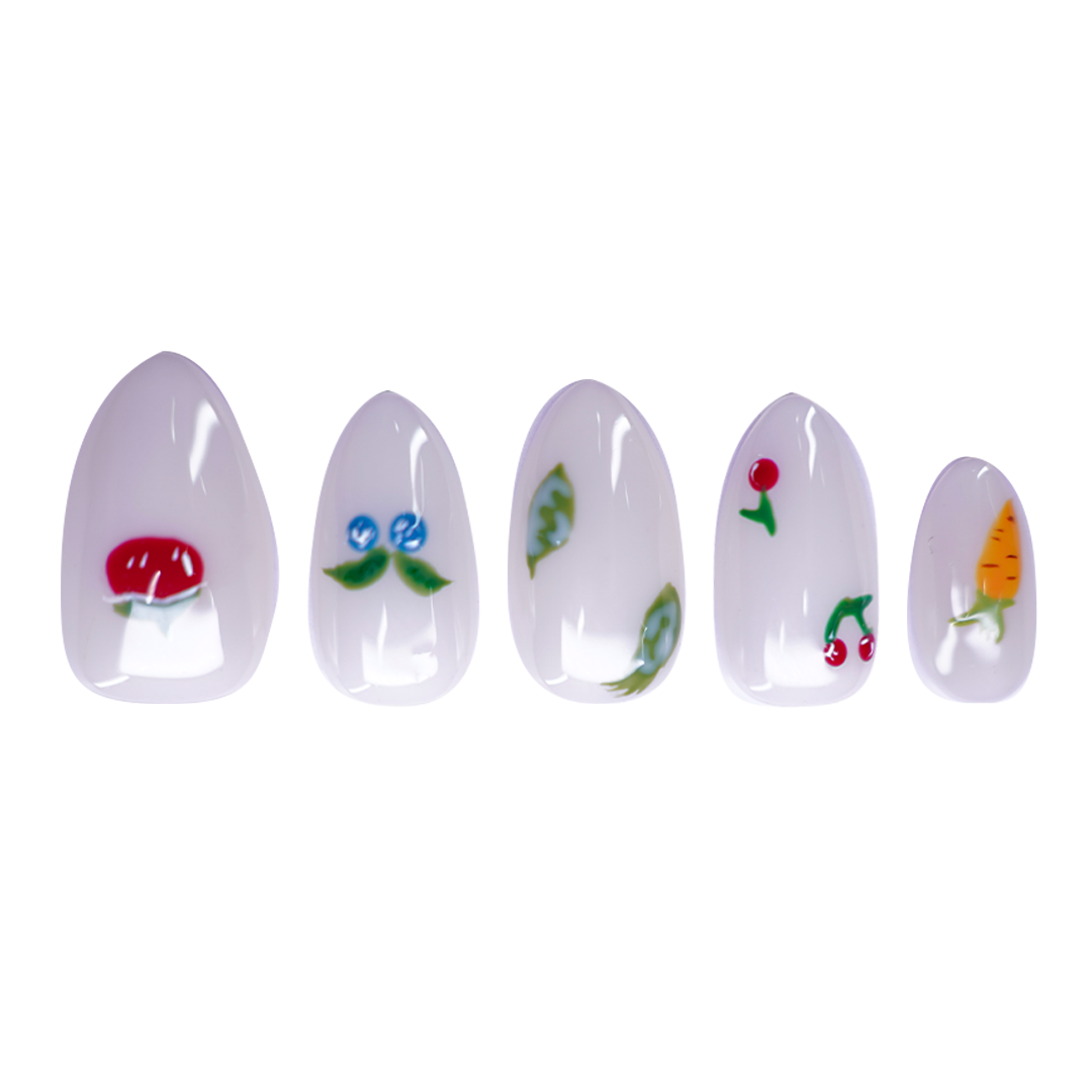 Siva Nail, Bloom & Berry, Floral Fruit Clear Handmade Press on Nails