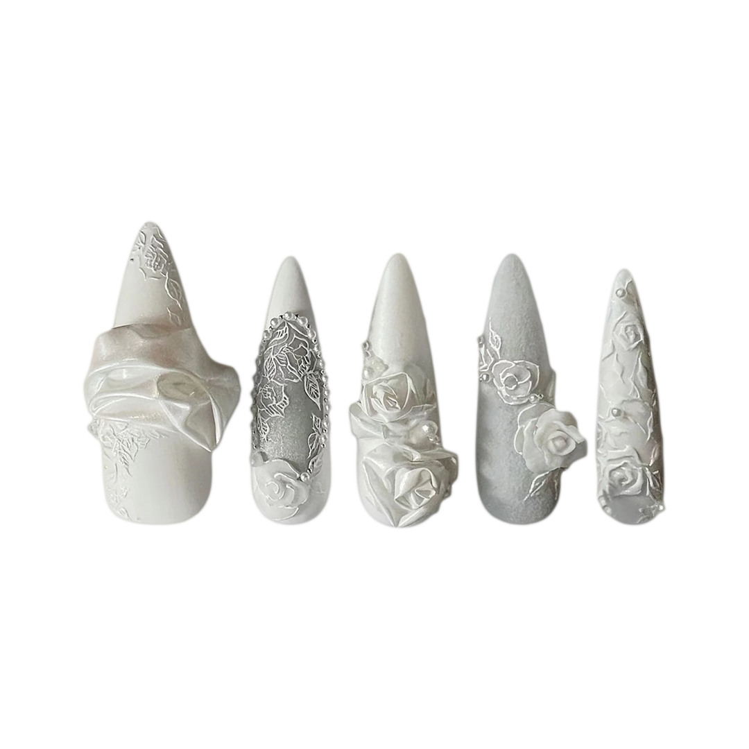 Siva Nail, Blossom Ballet, Long Stiletto Press on Nails