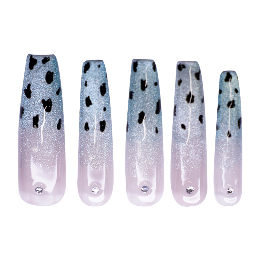 Siva Nail, Blue - Tinted Dot & Glitter Handmade Press on Nails