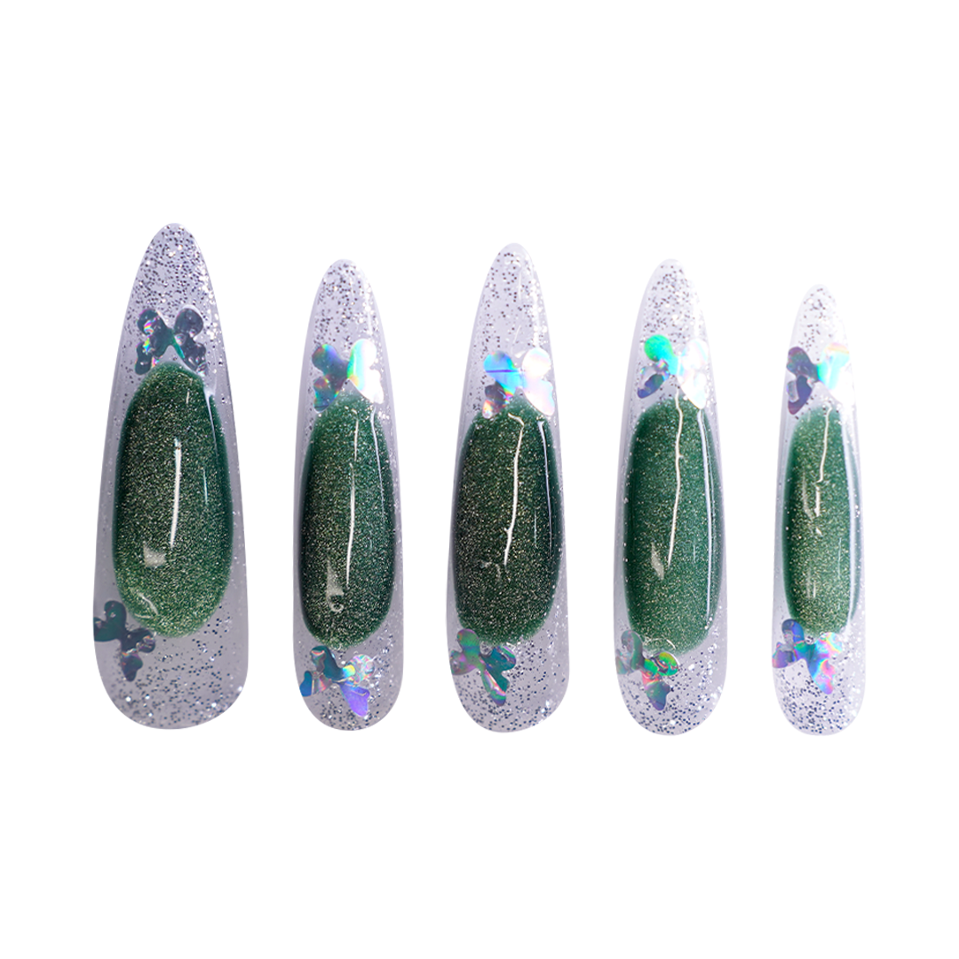 Siva Nail, Blush Pink Glitter - Kissed, Handmade Press on Nails