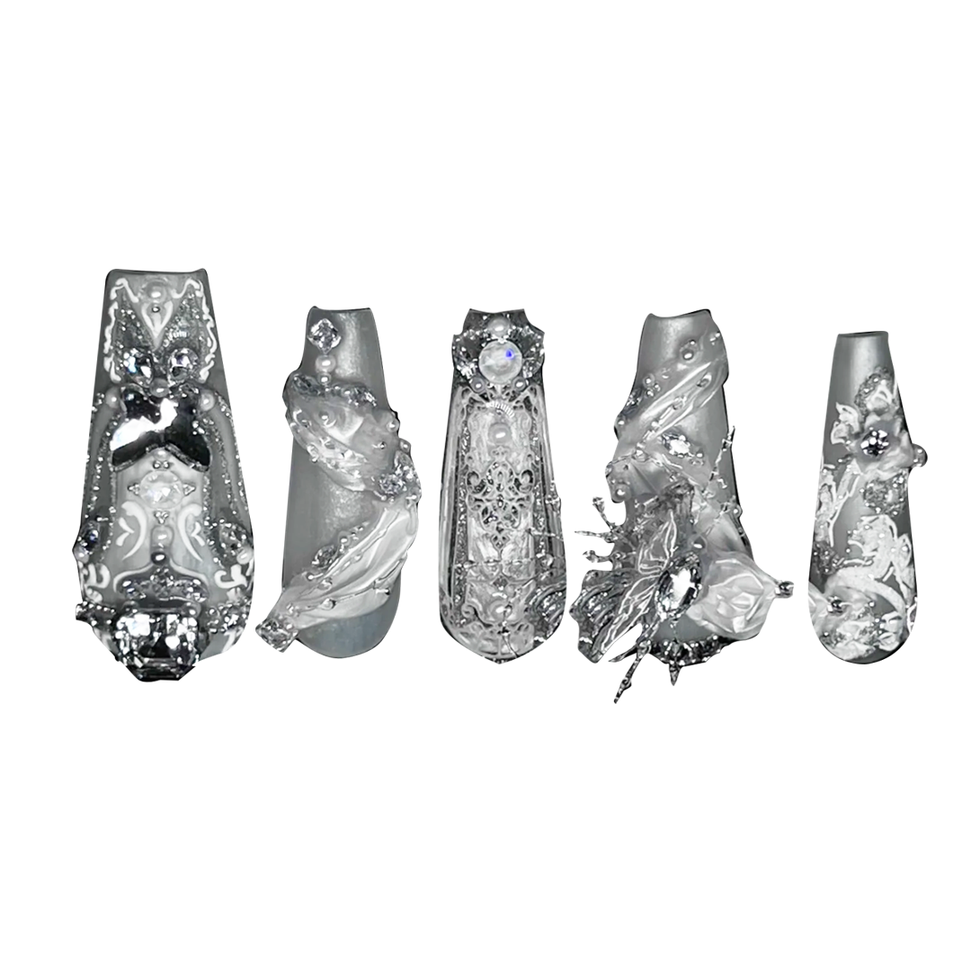 Siva Nail, Bridal Bloom, Elegant Handmade Press on Nails