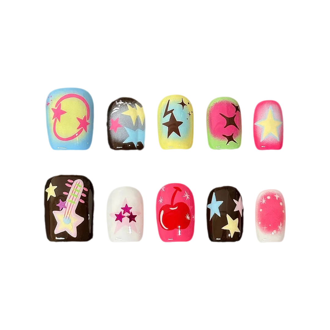 Siva Nail, Candy Pop, Retro Funk Handmade Press on Nails