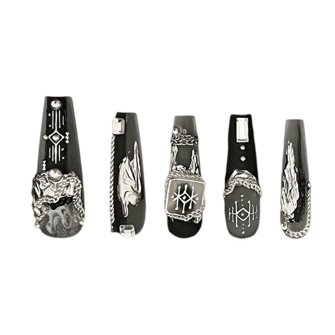 Siva Nail, Celestial Symphony Black, Gothic Press on Nails