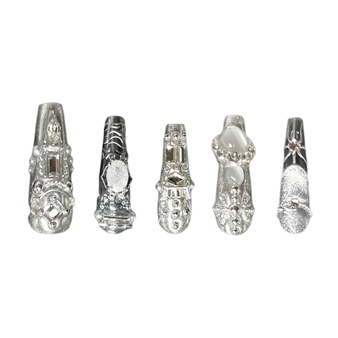 Siva Nail, Chrome Majesty, Metal Style Handmade Press on Nails