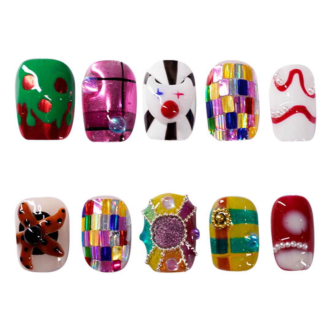 Siva Nail, Circus Ice Drip – Summer Armor Series Handmade Press on Nails