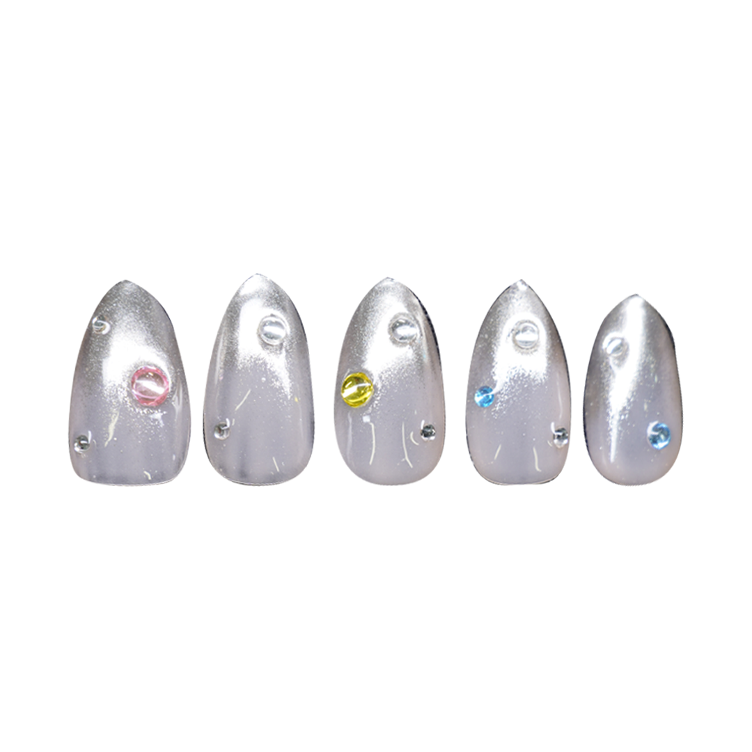 Siva Nail, Cosmic Drip, Chrome Gem Handmade Press on Nails