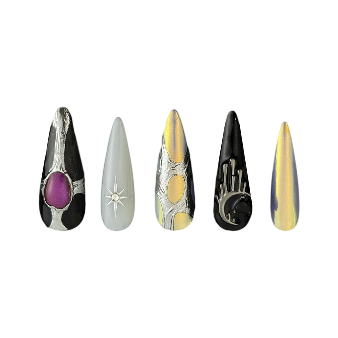 Siva Nail, Cosmic Eclipse, Celestial Aura, Handmade Press on Nails
