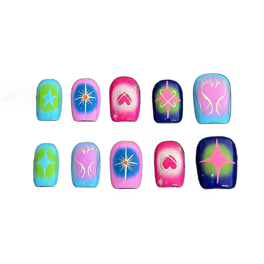 Siva Nail, Cosmic Love, Heartbeam Gradient Handmade Press on Nails