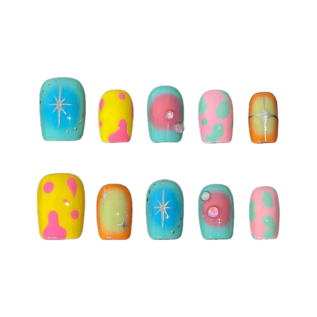 Siva Nail, Cosmic Pop, Candy Chrome Handmade Press on Nails