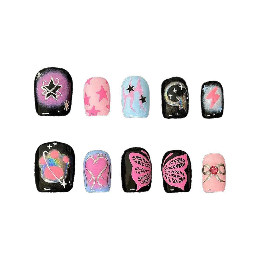 Siva Nail, Cosmic Pop, Pink Space Handmade Press on Nails
