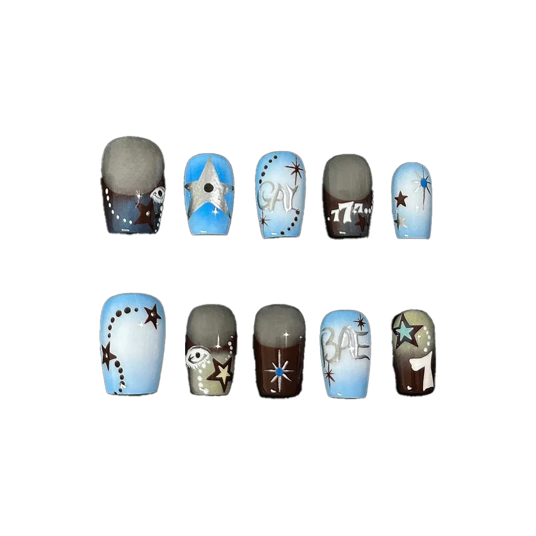 Siva Nail, Cosmic Script, Star Graffiti Handgemachte Nagelpresse
