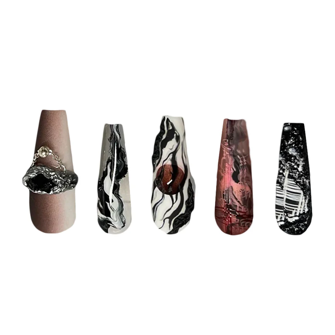 Siva Nail, Crimson Flow, Abstrakter Stil, handgemachte Nagelpresse