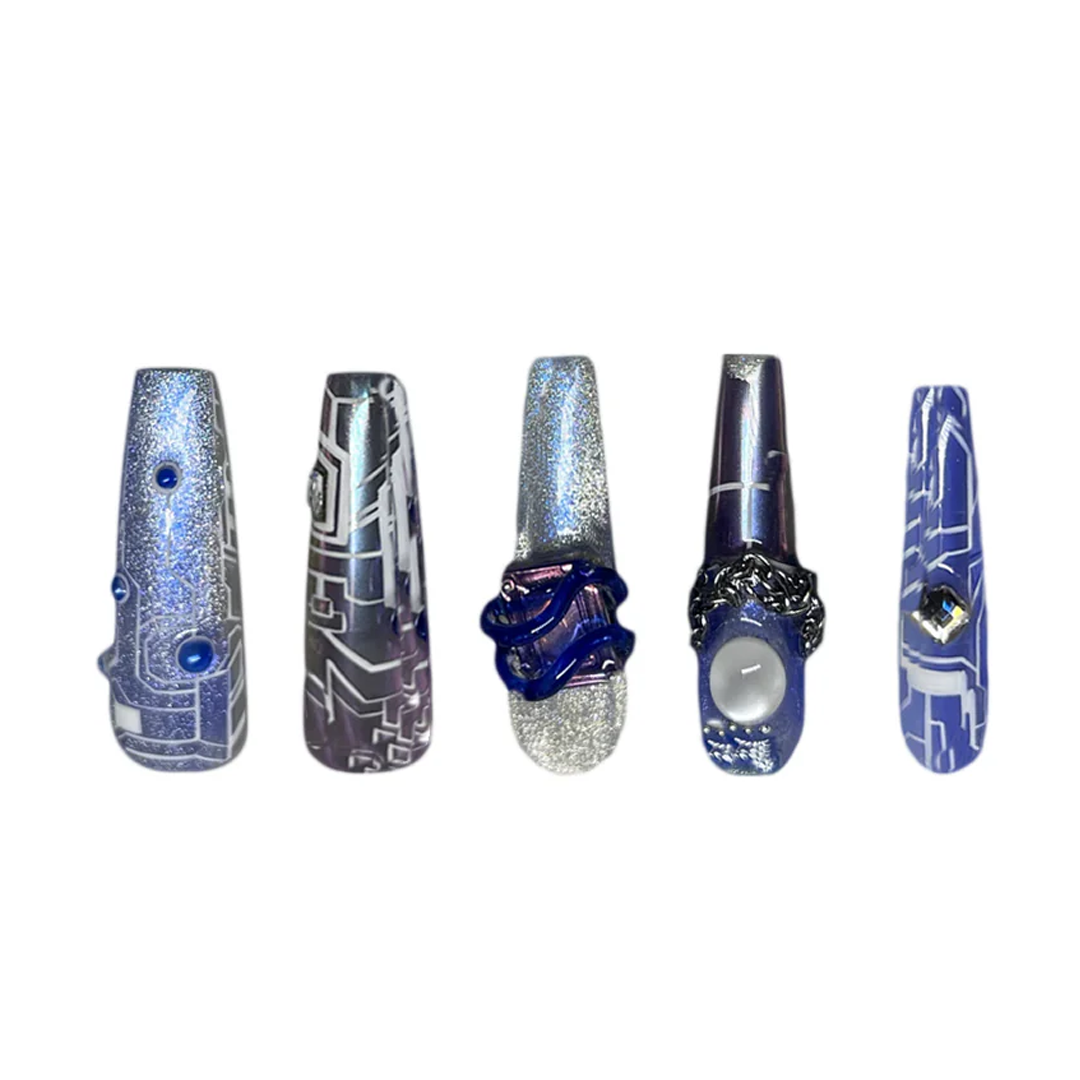 Siva Nail, Cyber Balance, Futuristic Style Handmade Press on Nails