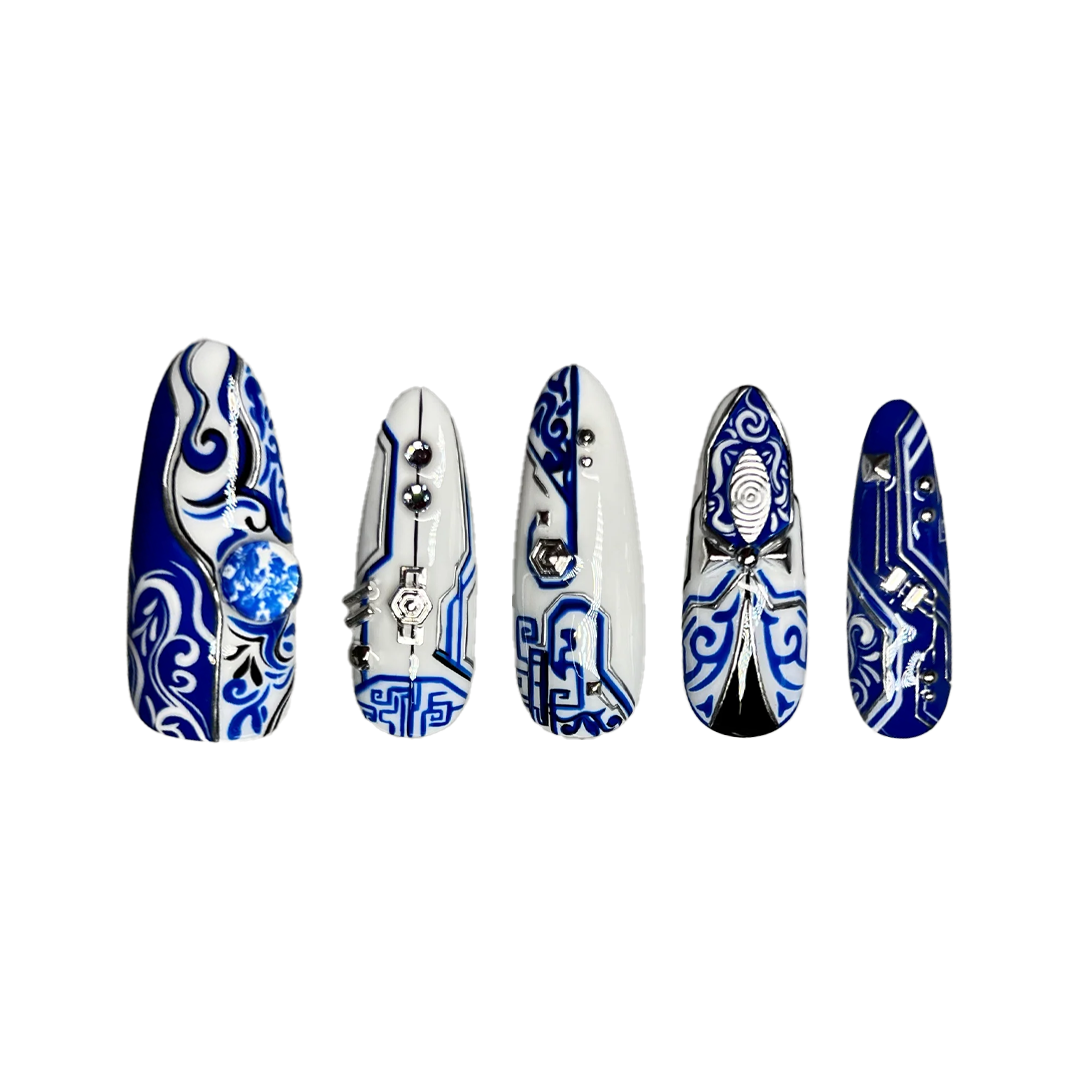 Siva Nail, Cyber Porcelain, Futuristischer Stil, handgemachte Nagelpresse