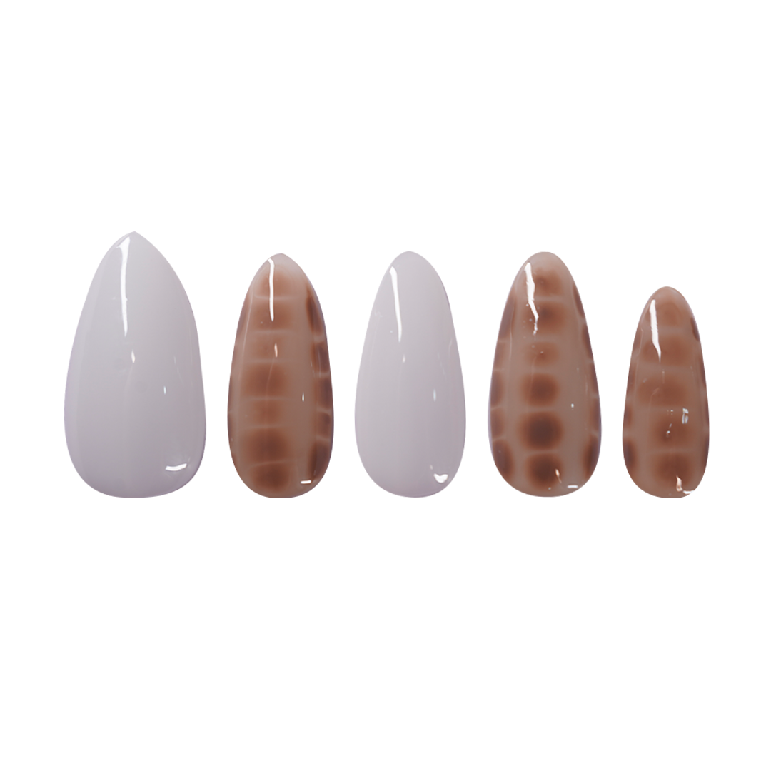 Siva Nail, Desert Mirage, Nude Gradient Croc Print Handmade Press on Nails