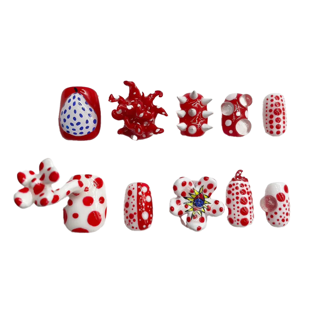 Siva Nail, Dotty Wonderland, Playful Vibrant, Handmade Press on Nails