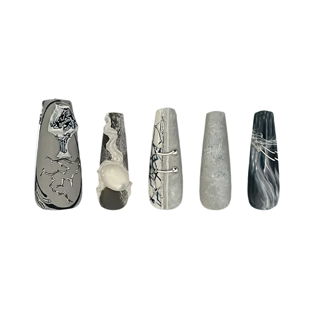 Siva Nail, Eclipse Enigma, Marble Style Handmade Press on Nails