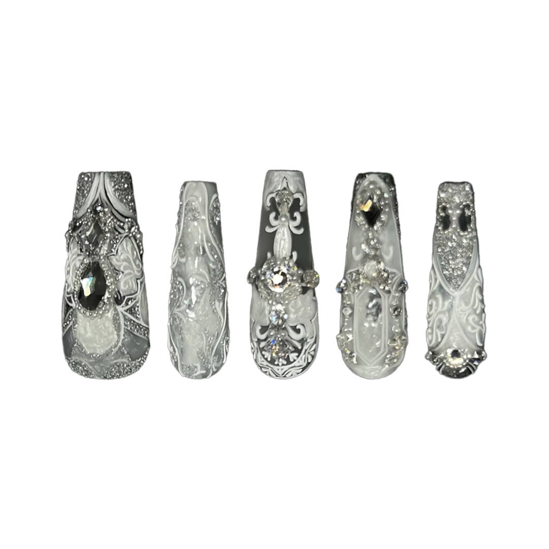 Siva Nail, Enchanted Frost, Gothic Handmade Press on Nails