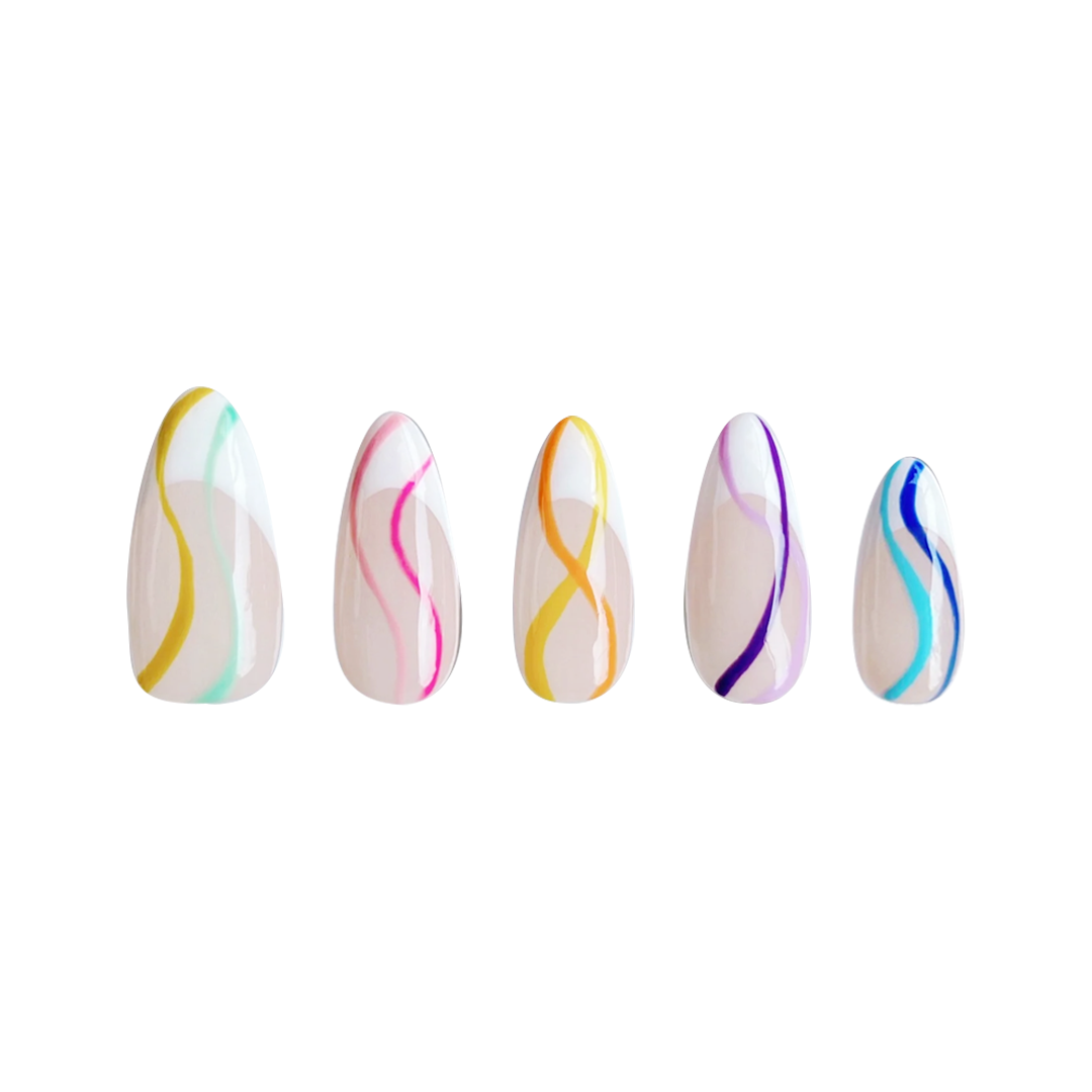 Siva Nail, Eternal Twist, Colorful Wave Handmade Press on Nails
