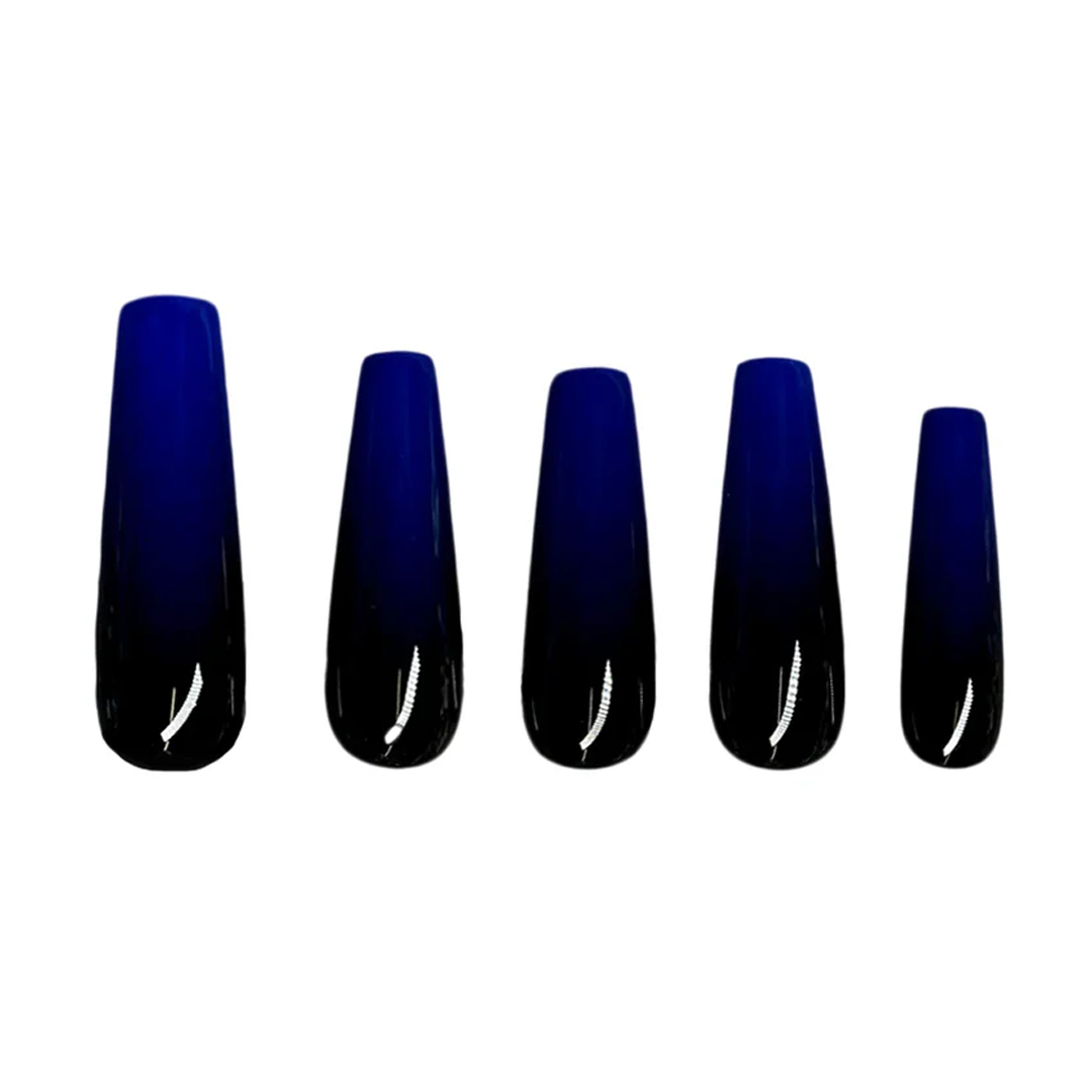 Siva Nail, Fade (Blue), Simple Winter Ombre, Handmade Press on Nails