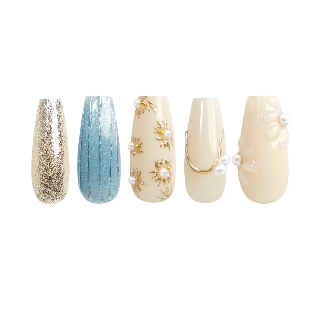 Siva Nail, Frosted Flora, Winter Handmade Press on Nails