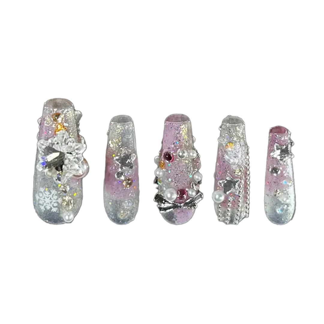 Siva Nail, Frosty Aurora, Winter Handmade Press on Nails