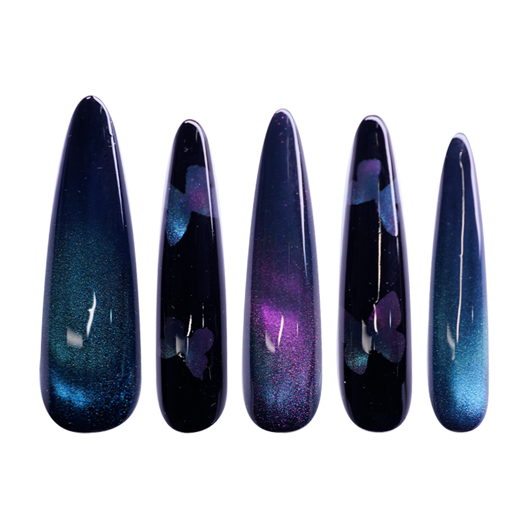 Siva Nail, Galaxy - Inspired Black Shimmer Handmade Press on Nails