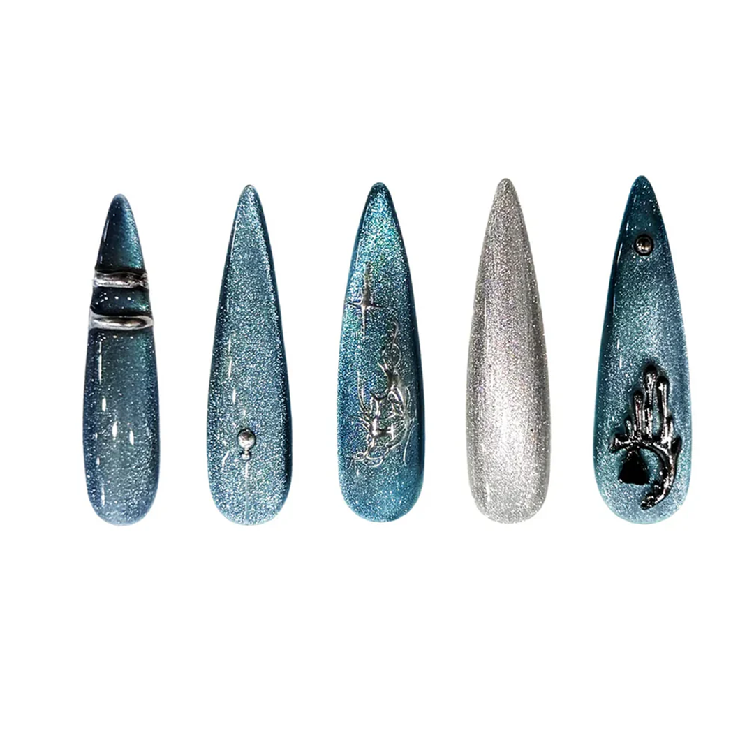 Siva Nail, Galaxy Glow, Metallic Butterfly, handgemachte Nagelpresse