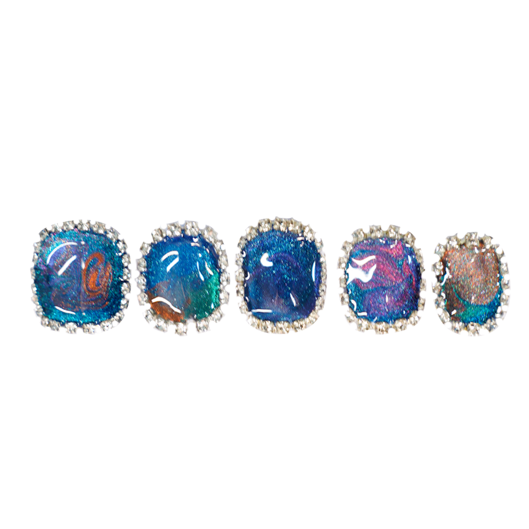 Siva Nail,Galaxy Opulence – Crystal Halo Holographic Handmade Press on Nails