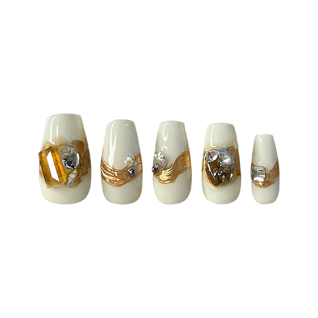 Siva Nail, Golden Embrace, Luxe Style Handmade Press on Nails