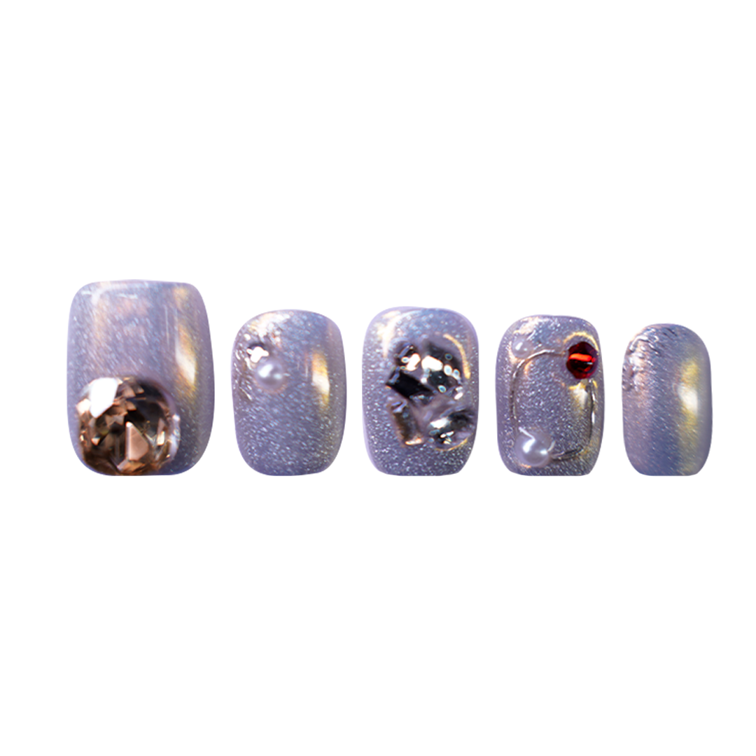 Siva Nail, Golden Glam Jewel – Luxury Sparkle Handmade Press on Nails