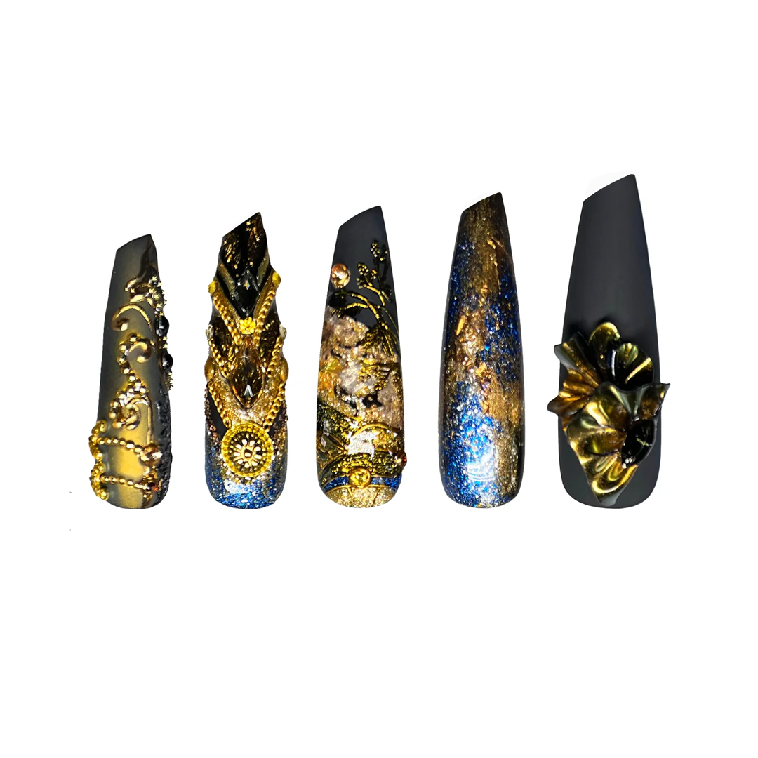 Siva Nail, Golden Revolution, Luxe Handmade Press on Nails