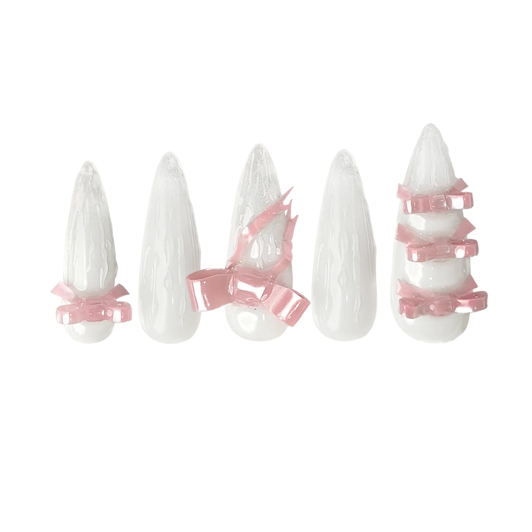 Siva Nail, Gossamer Grace, Ribbon Bow Style Press on Nails