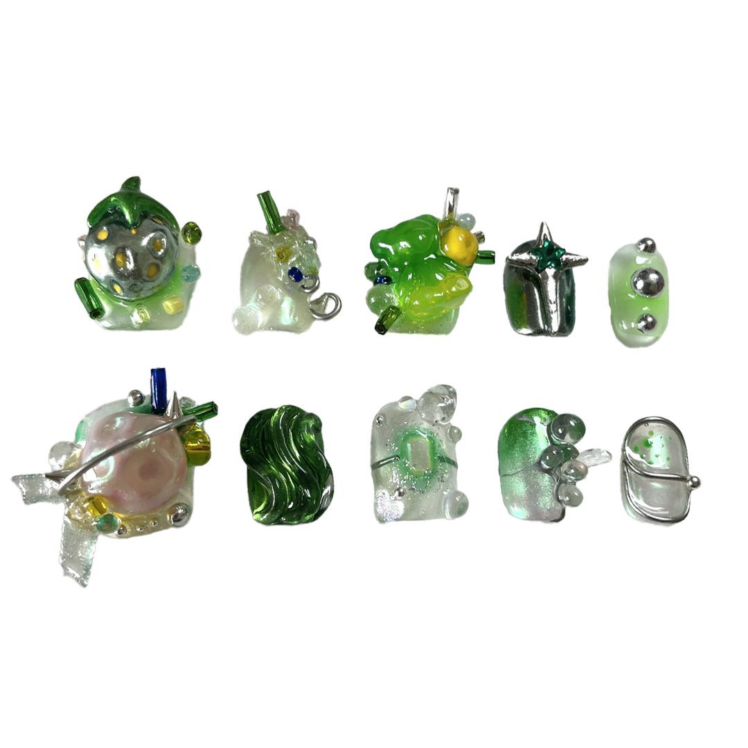 Siva Nail, Green Harmony, Nature Inspired, Handmade Press on Nails