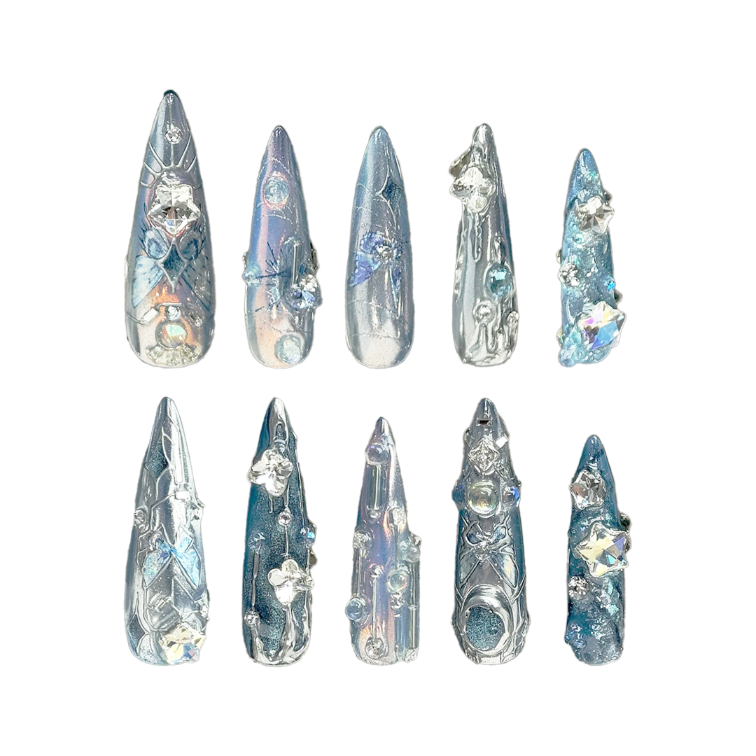 Siva Nail, Eiskönigin, Stiletto-Acryl-Press-on-Nägel