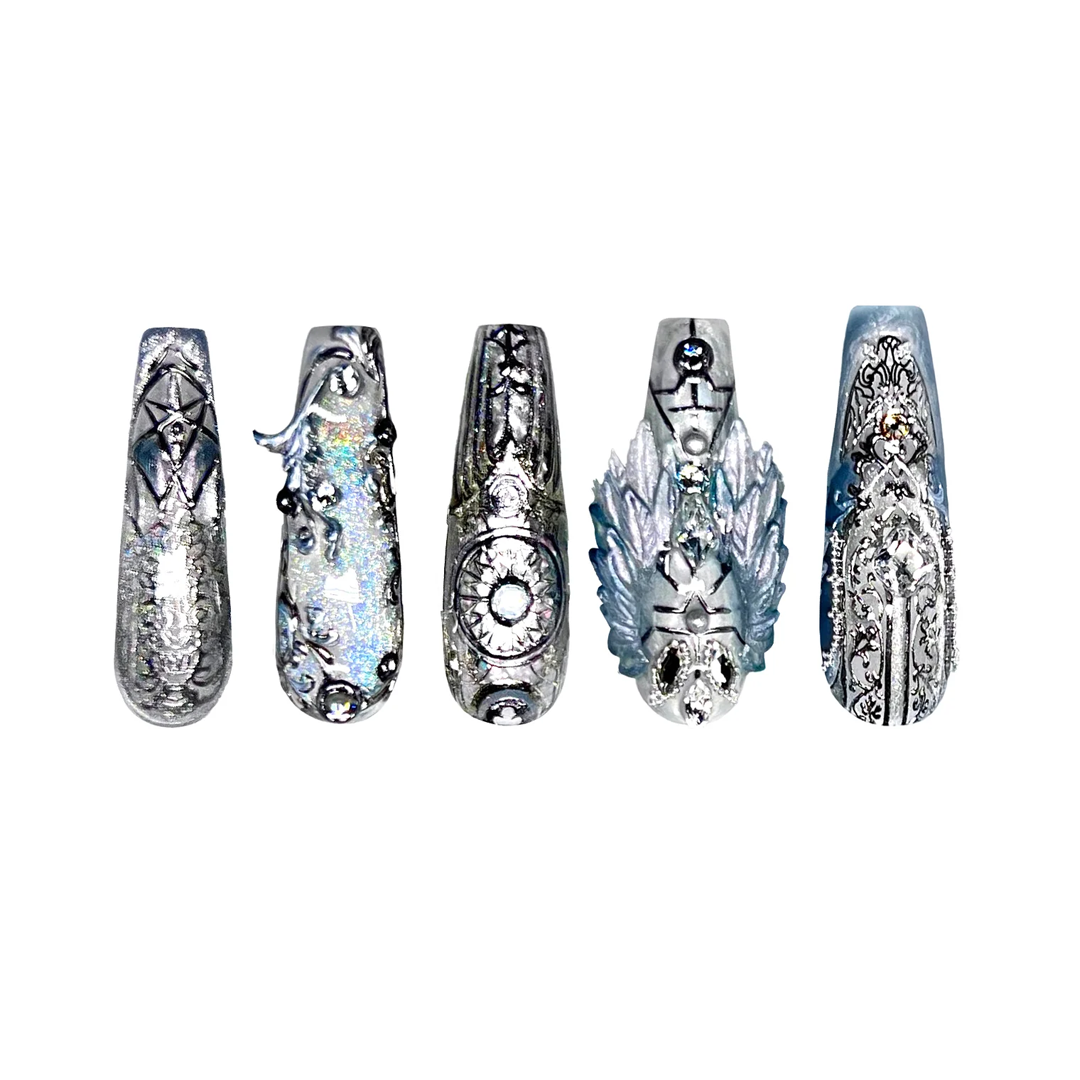 Siva Nail, Ice Tribe, Arctic Chic Handmade Press on Nails